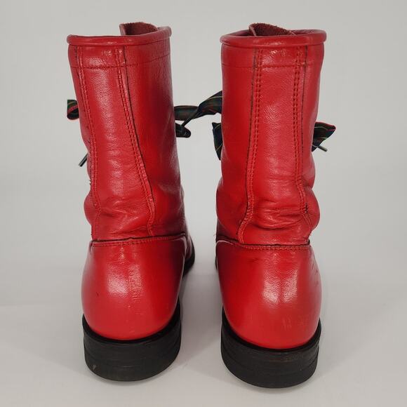 Vintage Justin Red Leather Lace-Up Boots Women’s 7.5B - Picture 9 of 16